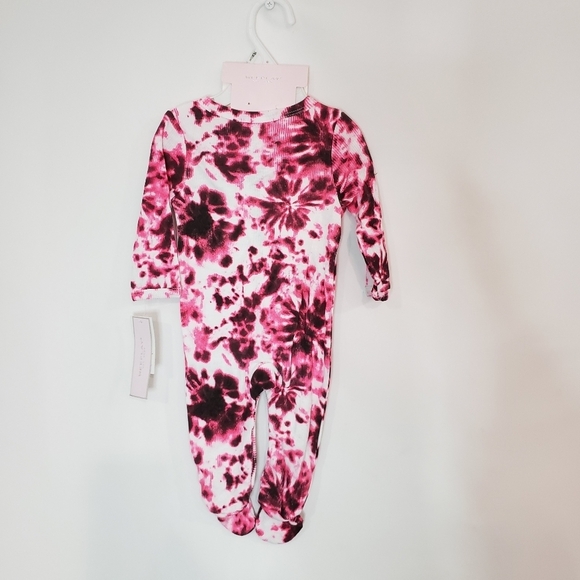 NWT Wee Play Pink & Black Tie-Dye‎ Footie & Bow-Accent Headband - 6-9 Months - Picture 7 of 7